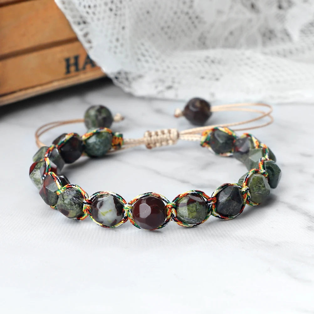 Rainbow Rope Cut Surface Natural Stone Bracelets