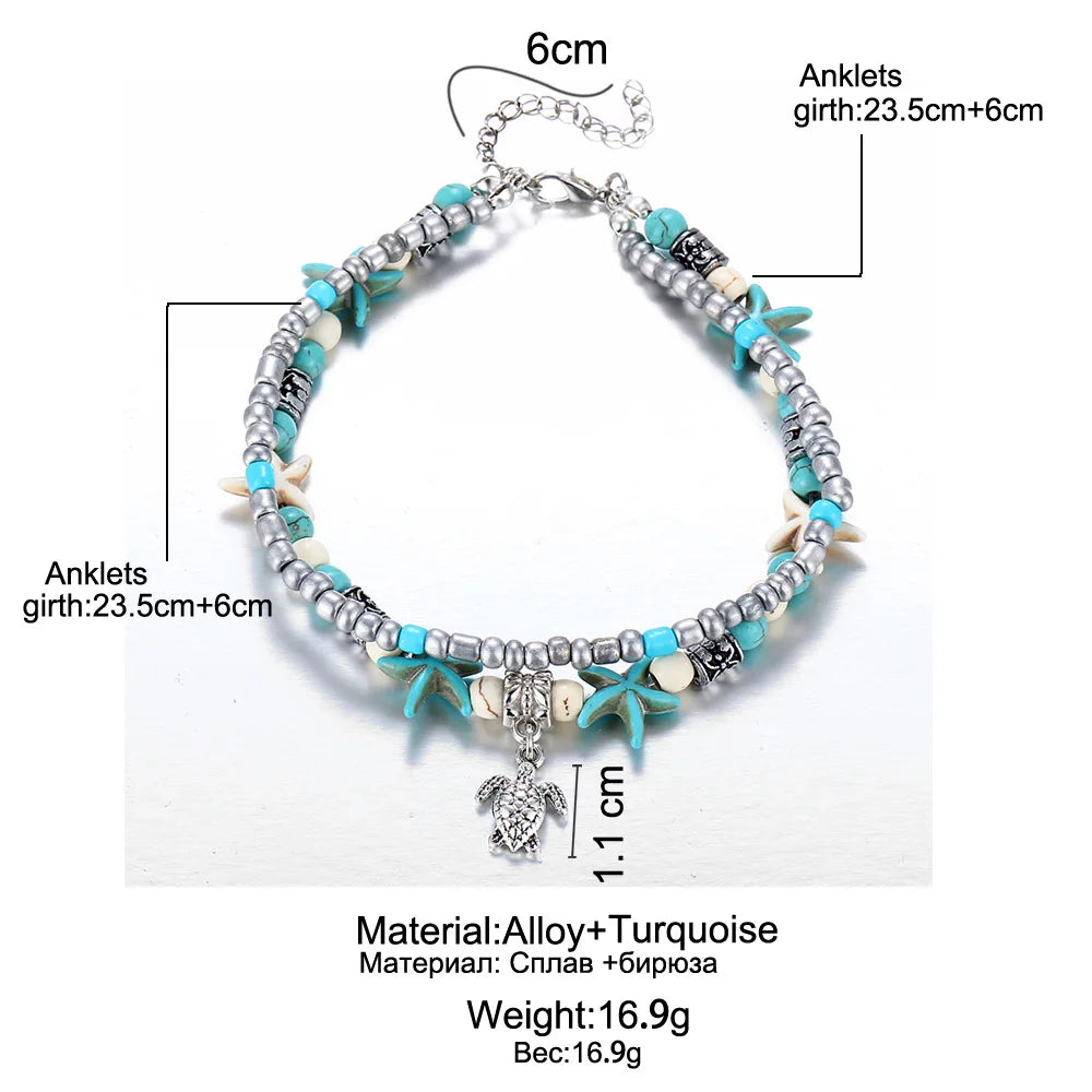 Ocean Blue Bohemia Nature Anklets
