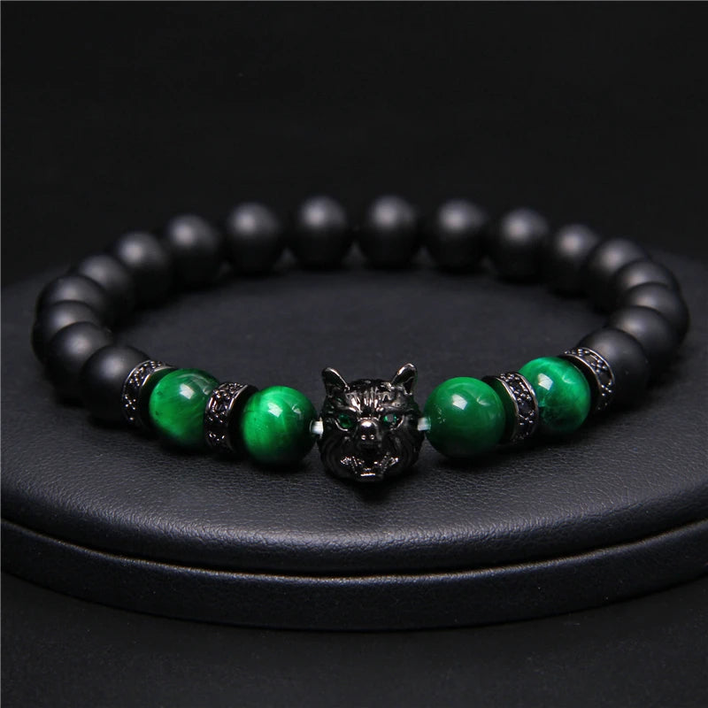 Alpha Wolf Head Charm Protection Diffuser Bracelet