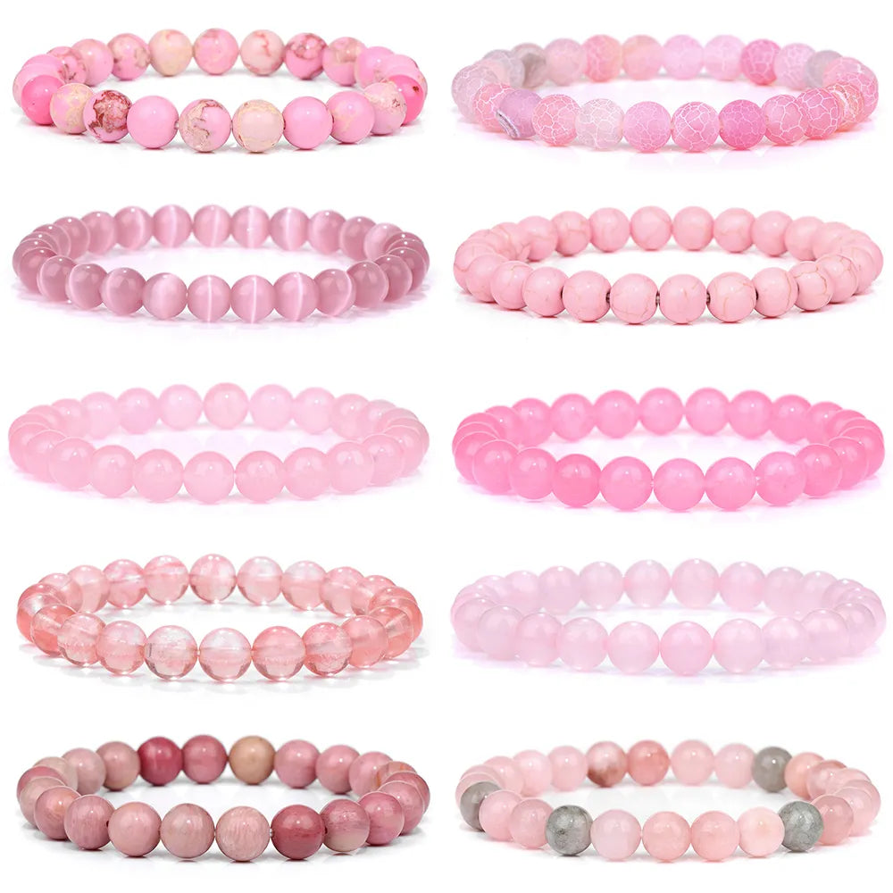 Pink Stone Series Beaded Bracelets