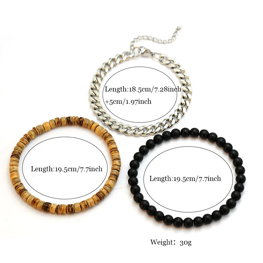 Edgey Natural Coconut Beads Cuban Link Bracelet