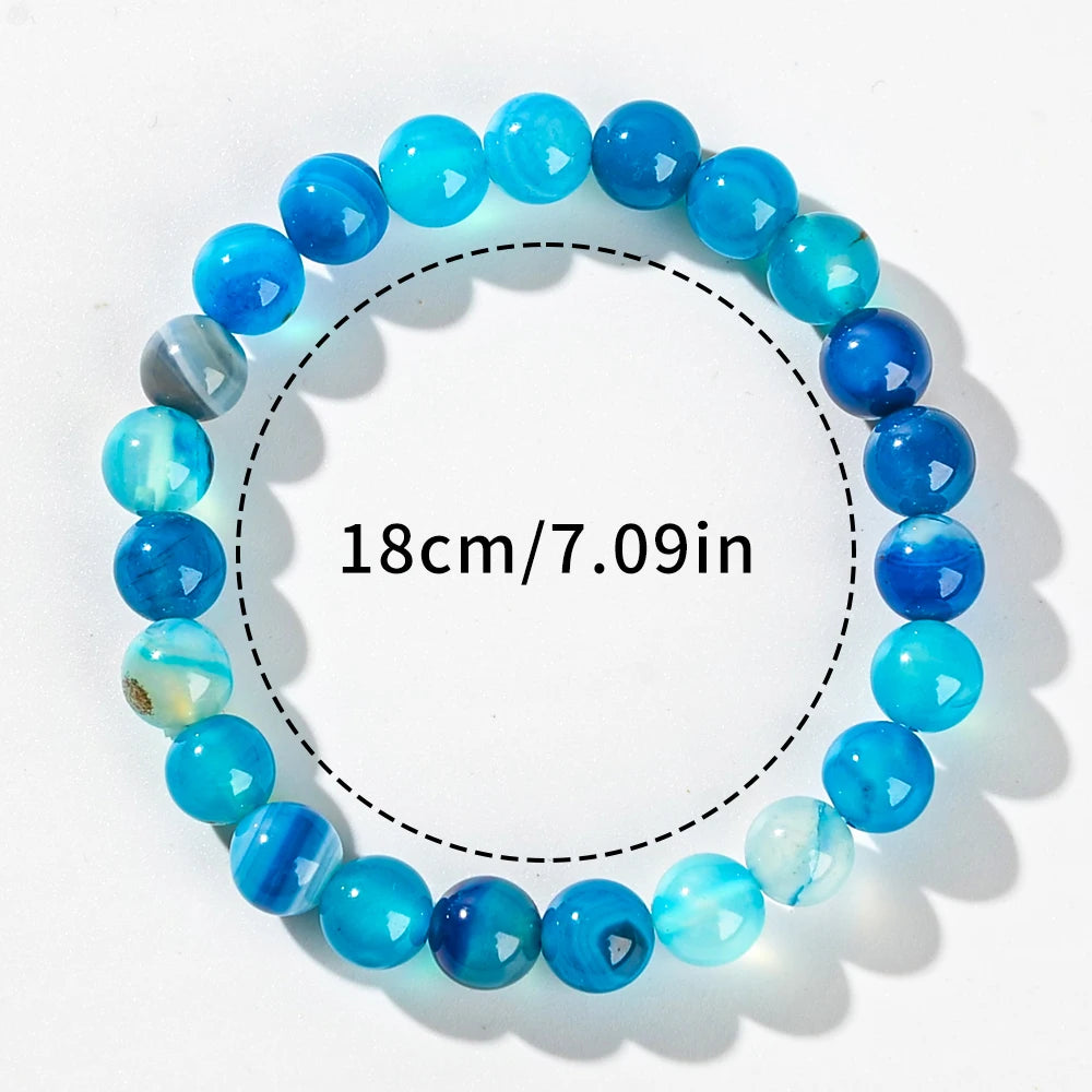 Serene Calming Blue Agate Crystal Bracelet