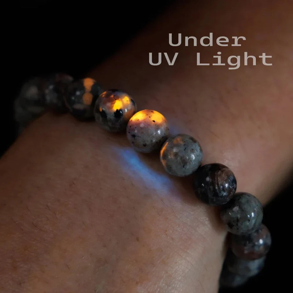 UV Luminescent Flame Rock Stone Bracelet with Natural Raw Stone Accessories