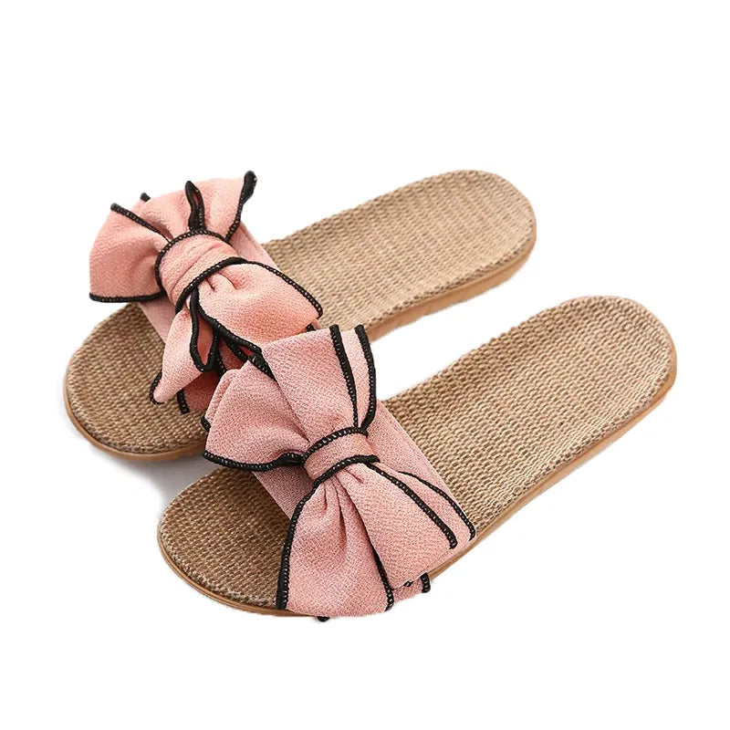 New Casual Bow-knot Soft Floor Linen Slipper