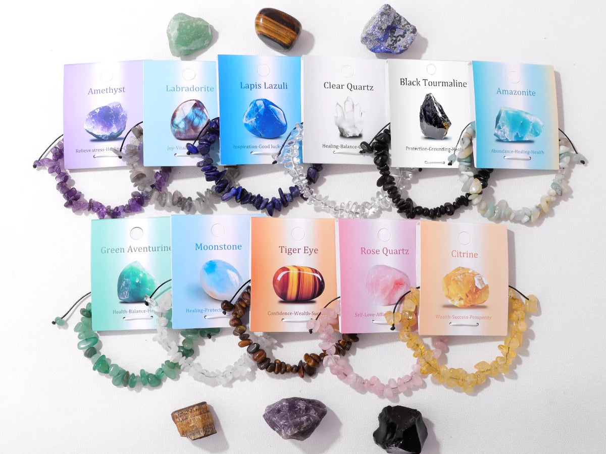 Energy Restoration Natural Chipped Gravel Stone Card Bracelets