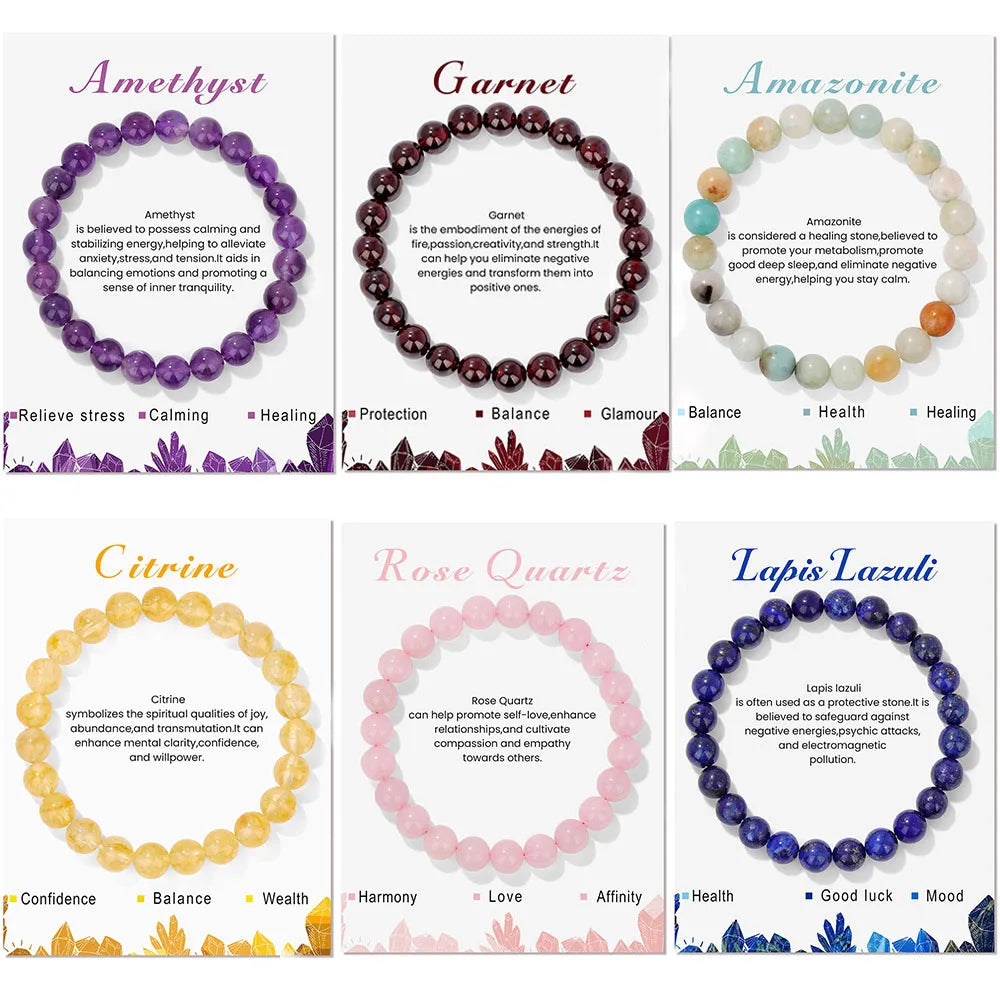 Beautiful Birth Stone Beads Crystal Stretch Bracelet With Card