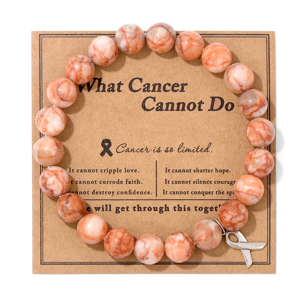 Beautiful Pink Ribbon Charm Breast Cancer Awareness Beads Bracelets