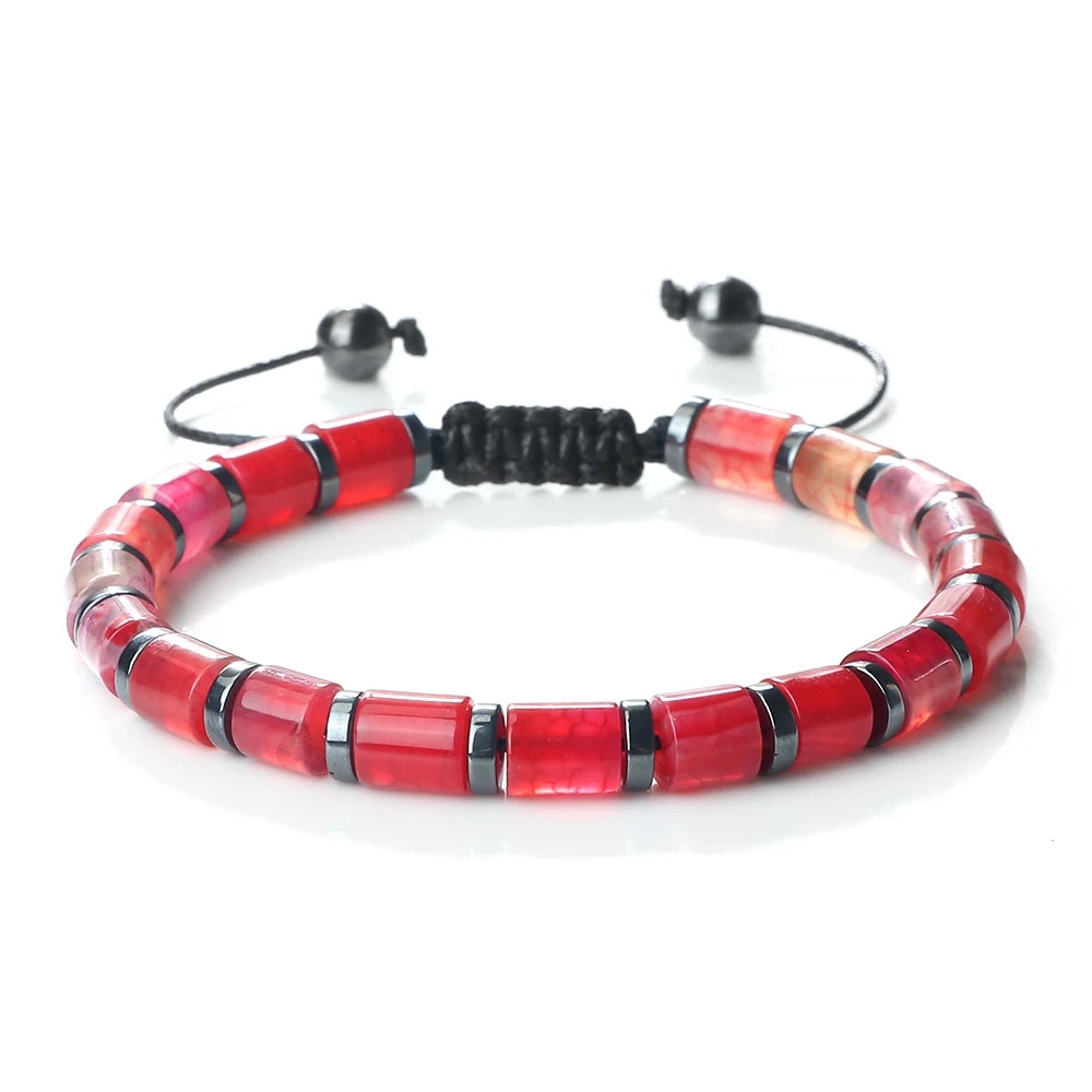 Spacer Glass Cylinder Braided Bracelet