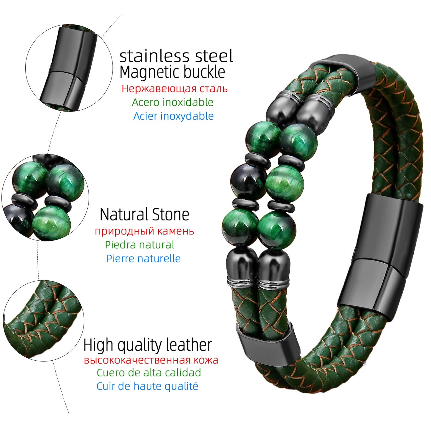 Elegant Buckle Stone Beaded Premium Natural Bracelets