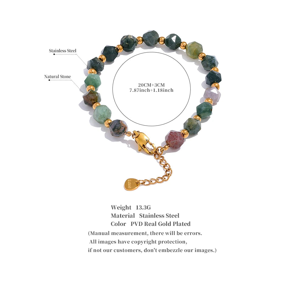 Gorgeous Healing Indian Agate Natural Stone Bracelet