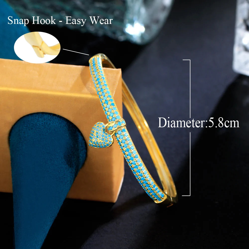 Blue Royal Grace Elegant Light Blue Gold Heart Charm