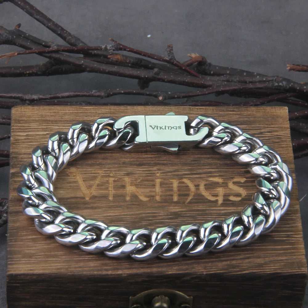 Strong Vikings Men Curb Cuban Link Chain Bracelets
