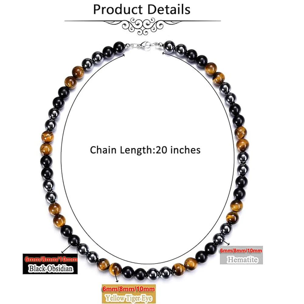 Triple Protection Healing Crystal Stone Necklace