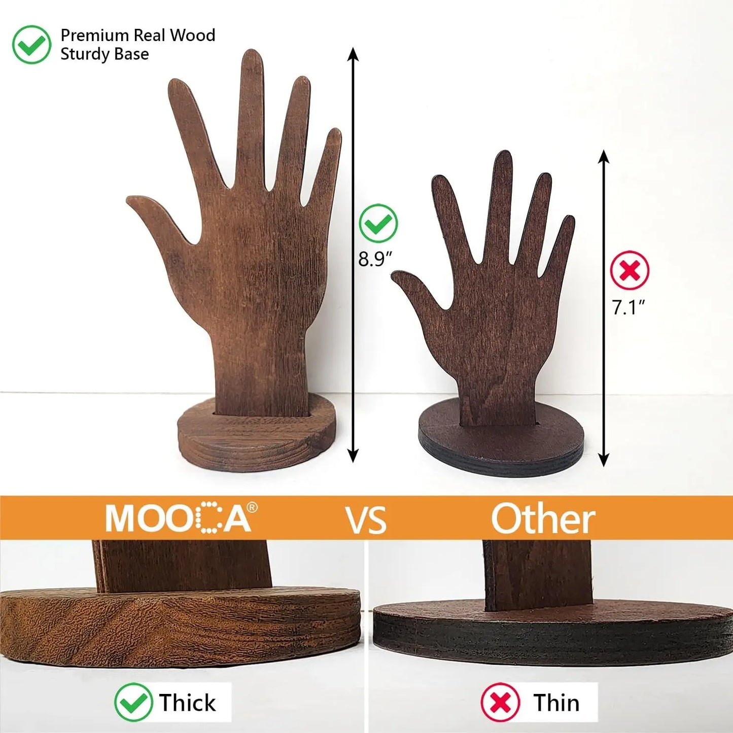 Real Wooden Hand 2-Way Design Standalone Mannequin Finger Display