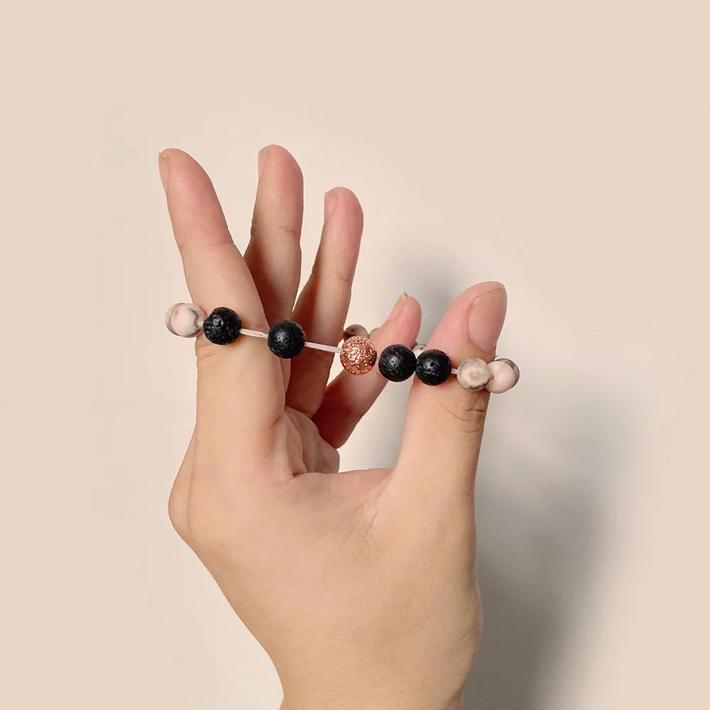 Beautiful Essential Oil Diffuser Healing Zebra Stone Bracelet