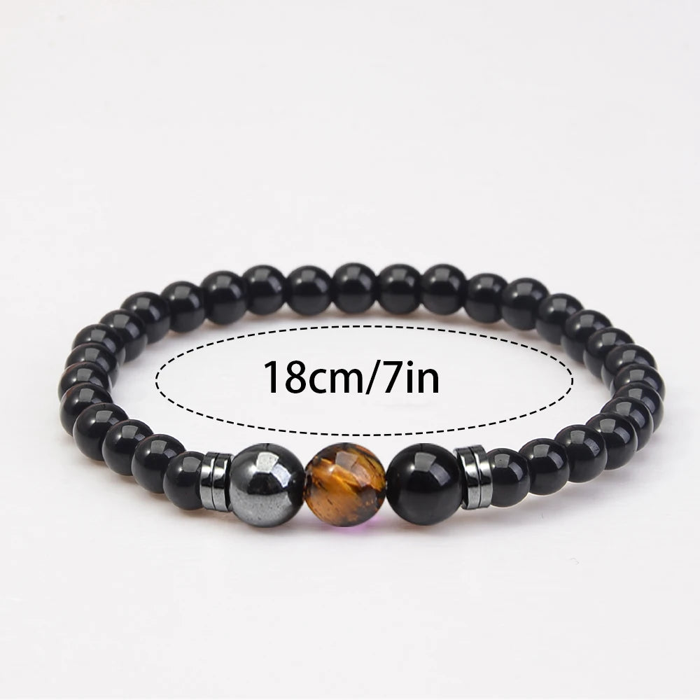 Obsidian Hematite Natural Stone Bracelet & Necklace Set