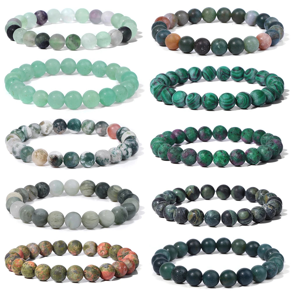 Matte Green Stone Series Bead Bracelet