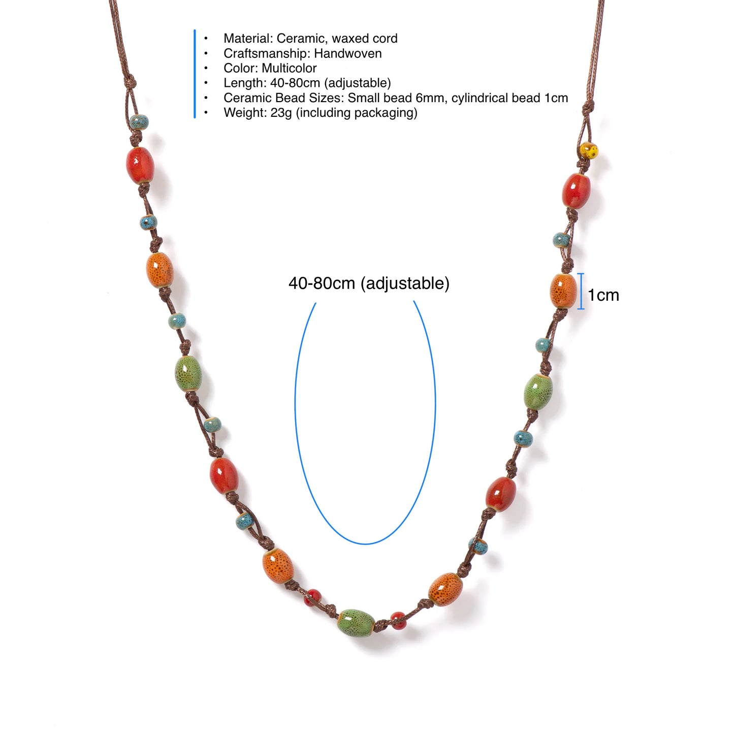 Two-in-One Colorful Ceramic Necklace Bracelet