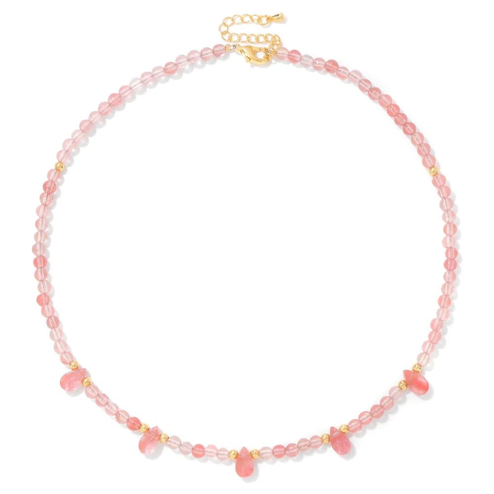 Tear Drop Crystal Colorful Natural Stone Necklace