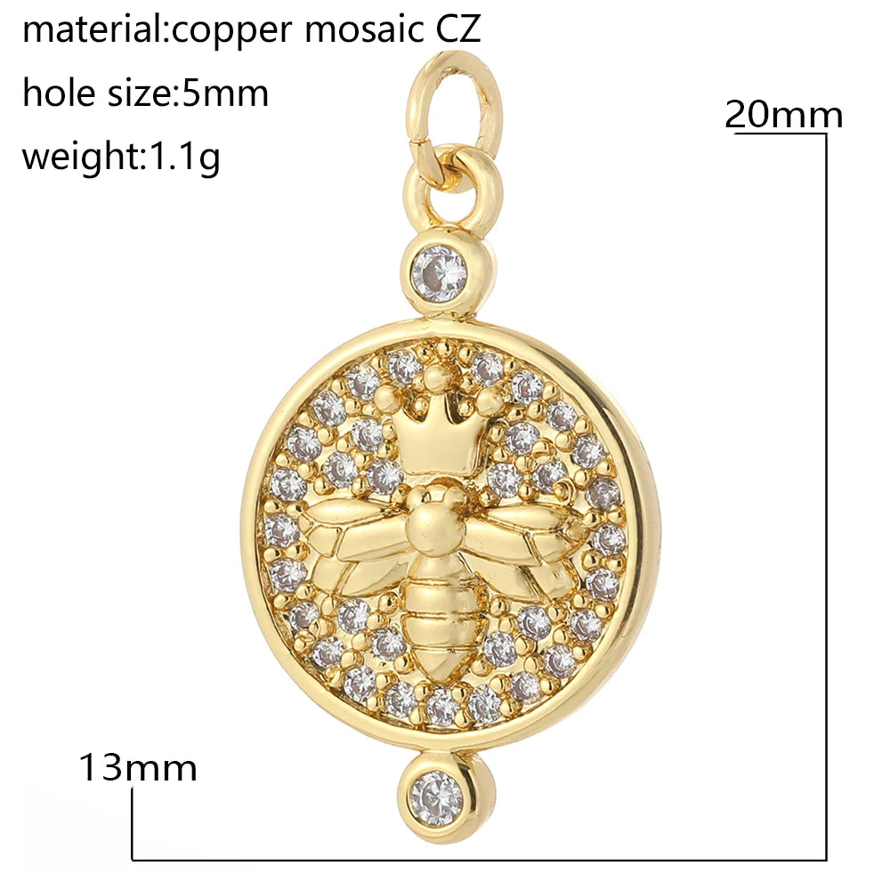 Cute Animals Plants Gold Bracelet Charm Pendants