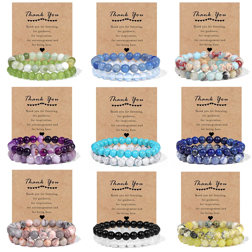 Natural Stone "Thank You" Card Bracelets