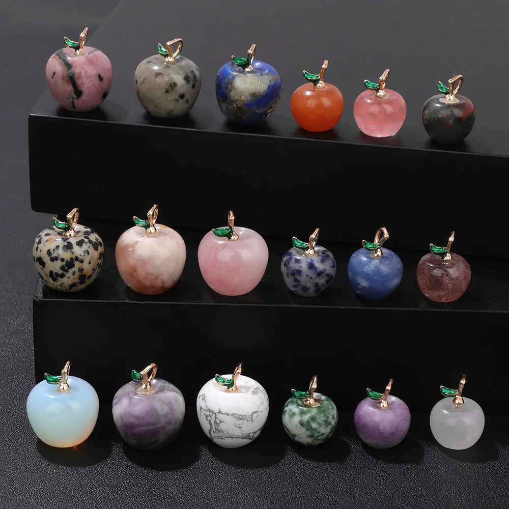 Exquisite Natural Stone Apple Pendants Gems