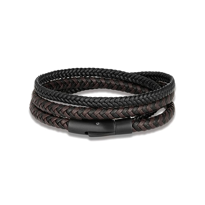 Simple Men Double Layer Leather Bracelet