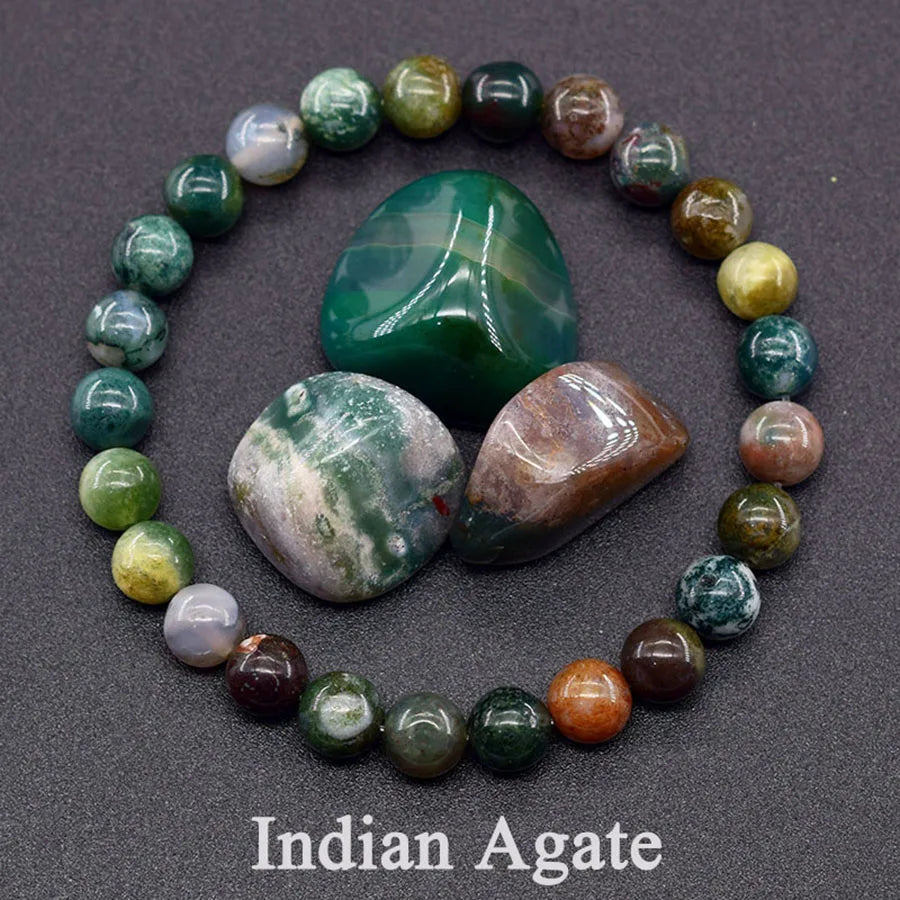 Colorful Indian Agate Bead Crystal Bracelet
