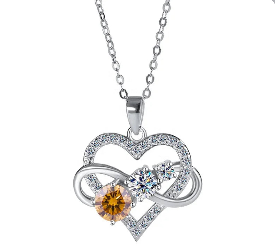 Luxury 1.8CT Diamond Infinite Love Heart Moissanite Pendant Necklace
