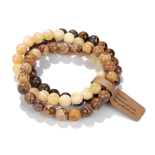 Grainy Gravel Marble Natural Stone Bracelet Sets