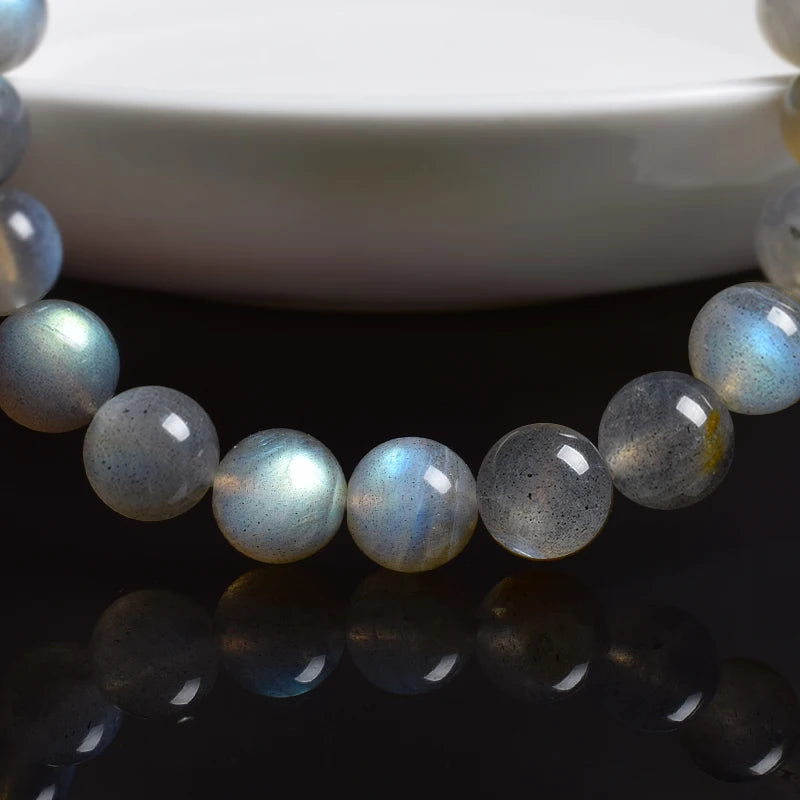 Enchanting Gaze Blue Moonstone India Labradorite Beads Bracelets
