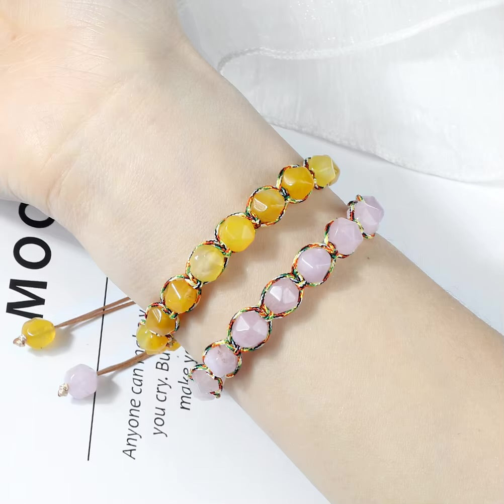 Rainbow Rope Cut Surface Natural Stone Bracelets