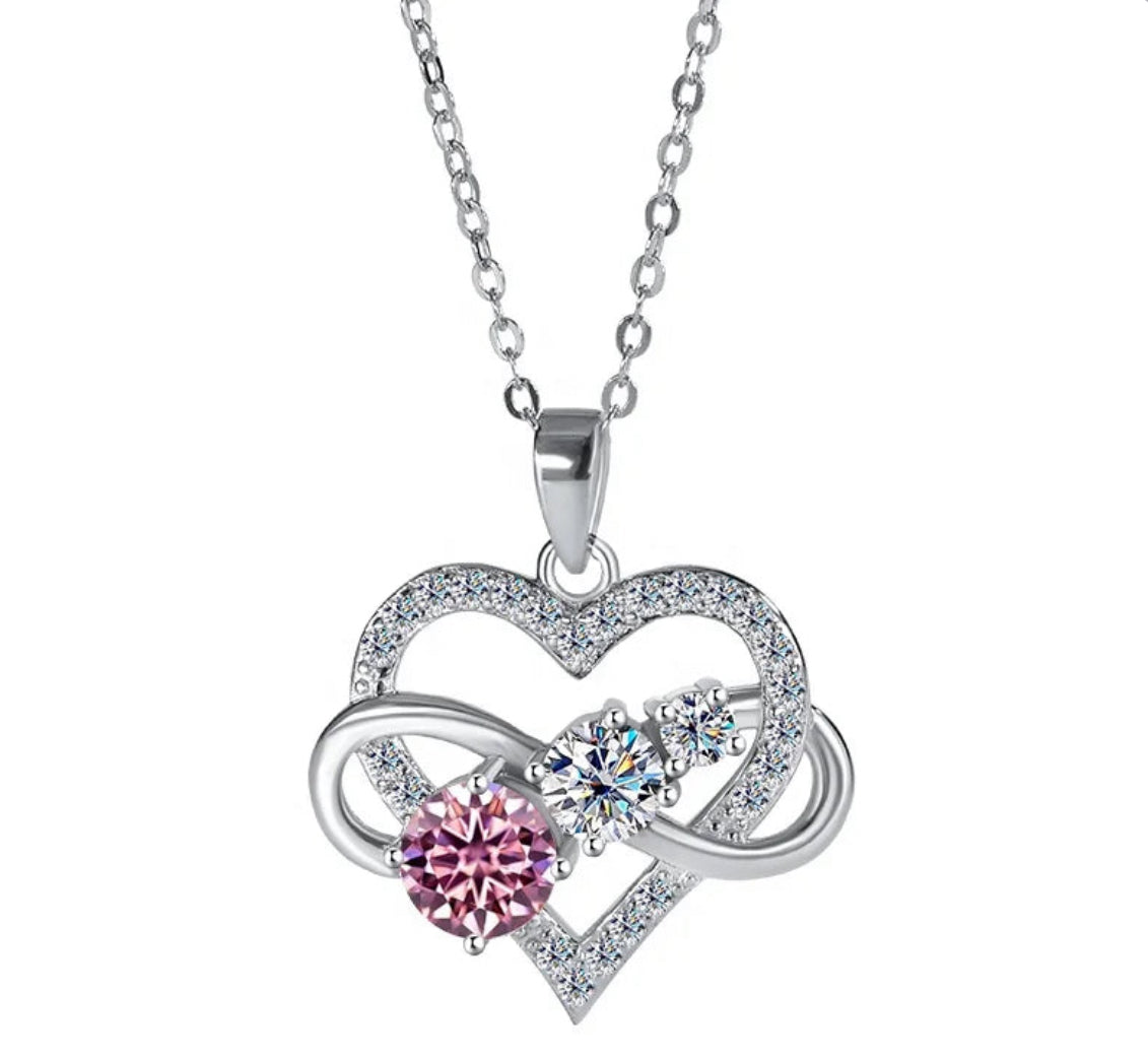 Luxury 1.8CT Diamond Infinite Love Heart Moissanite Pendant Necklace