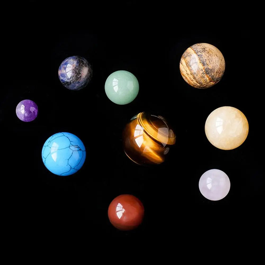 Crystal Cosmos 9 Planets Ball Solar Sun System Rock Energy Sphere Galaxy Box