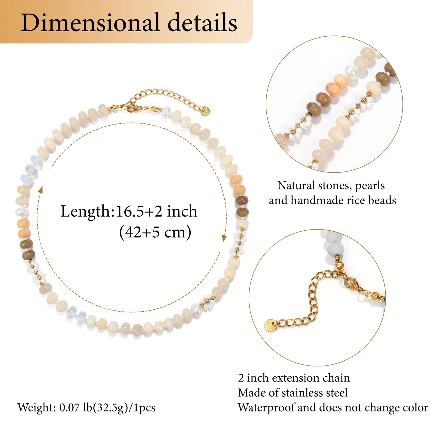 Floral Colorful Natural Stone Pearl Seed Beads Necklace