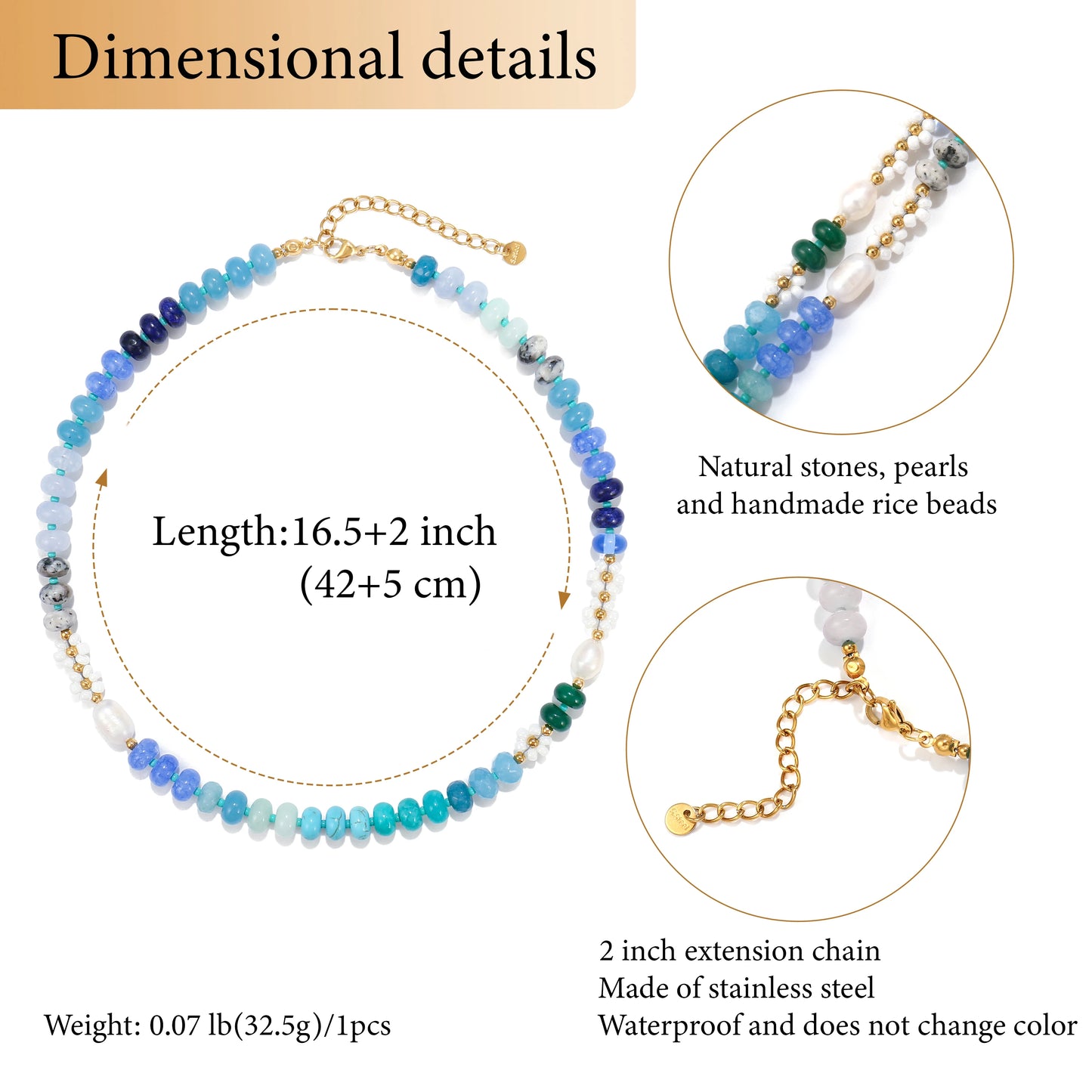 Floral Colorful Natural Stone Pearl Seed Beads Necklace