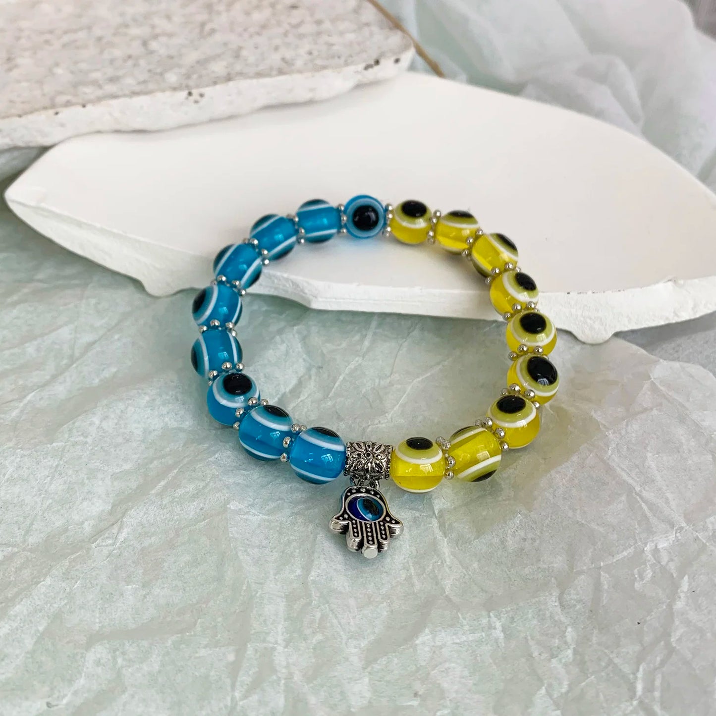 Lucky Blue Evil Eye Beaded Protection Bracelet