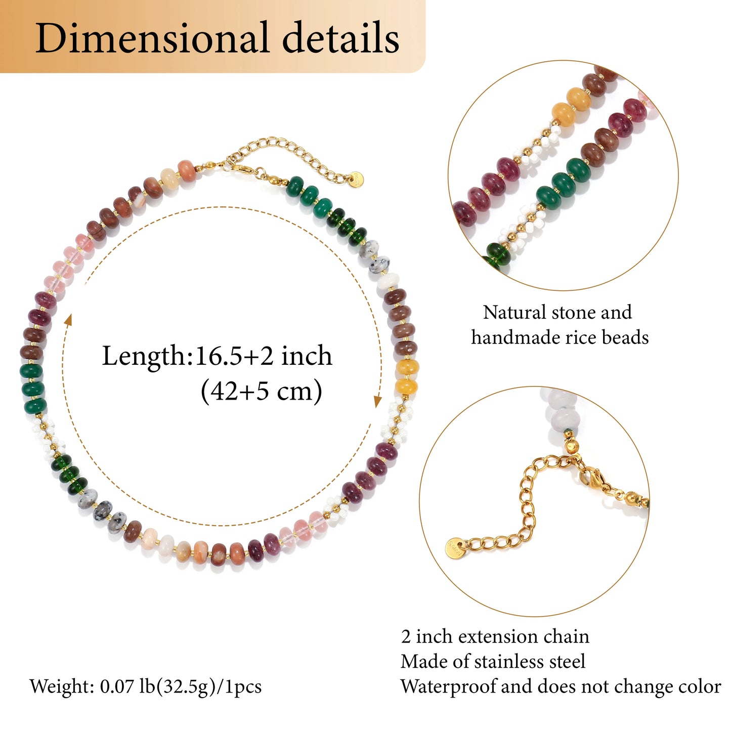 Floral Colorful Natural Stone Pearl Seed Beads Necklace