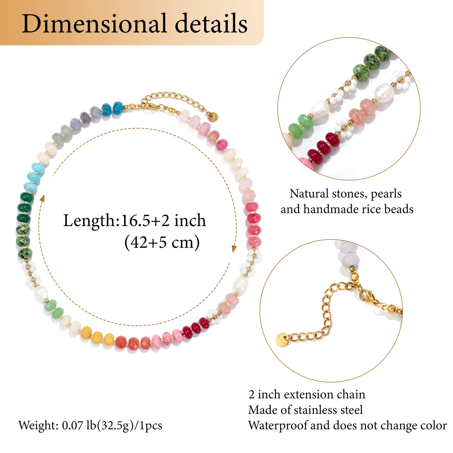 Floral Colorful Natural Stone Pearl Seed Beads Necklace