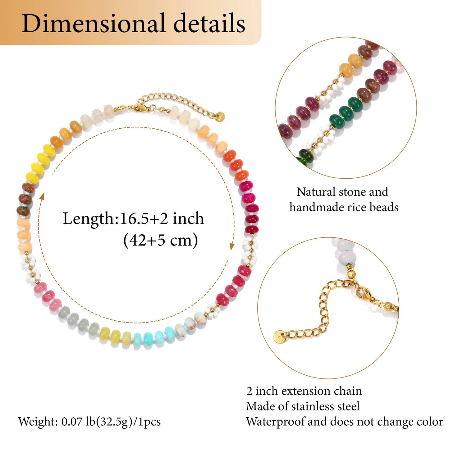 Floral Colorful Natural Stone Pearl Seed Beads Necklace