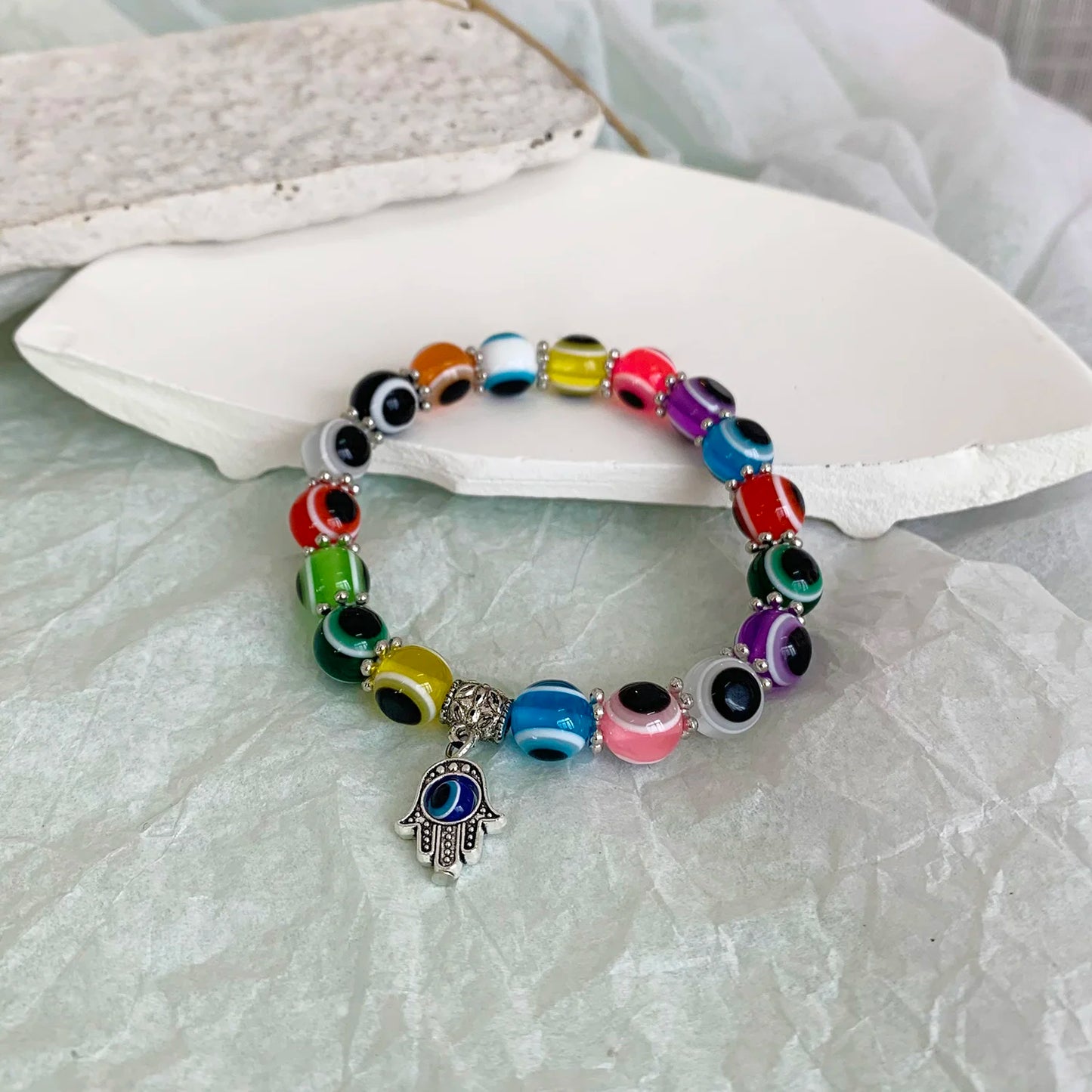 Lucky Blue Evil Eye Beaded Protection Bracelet