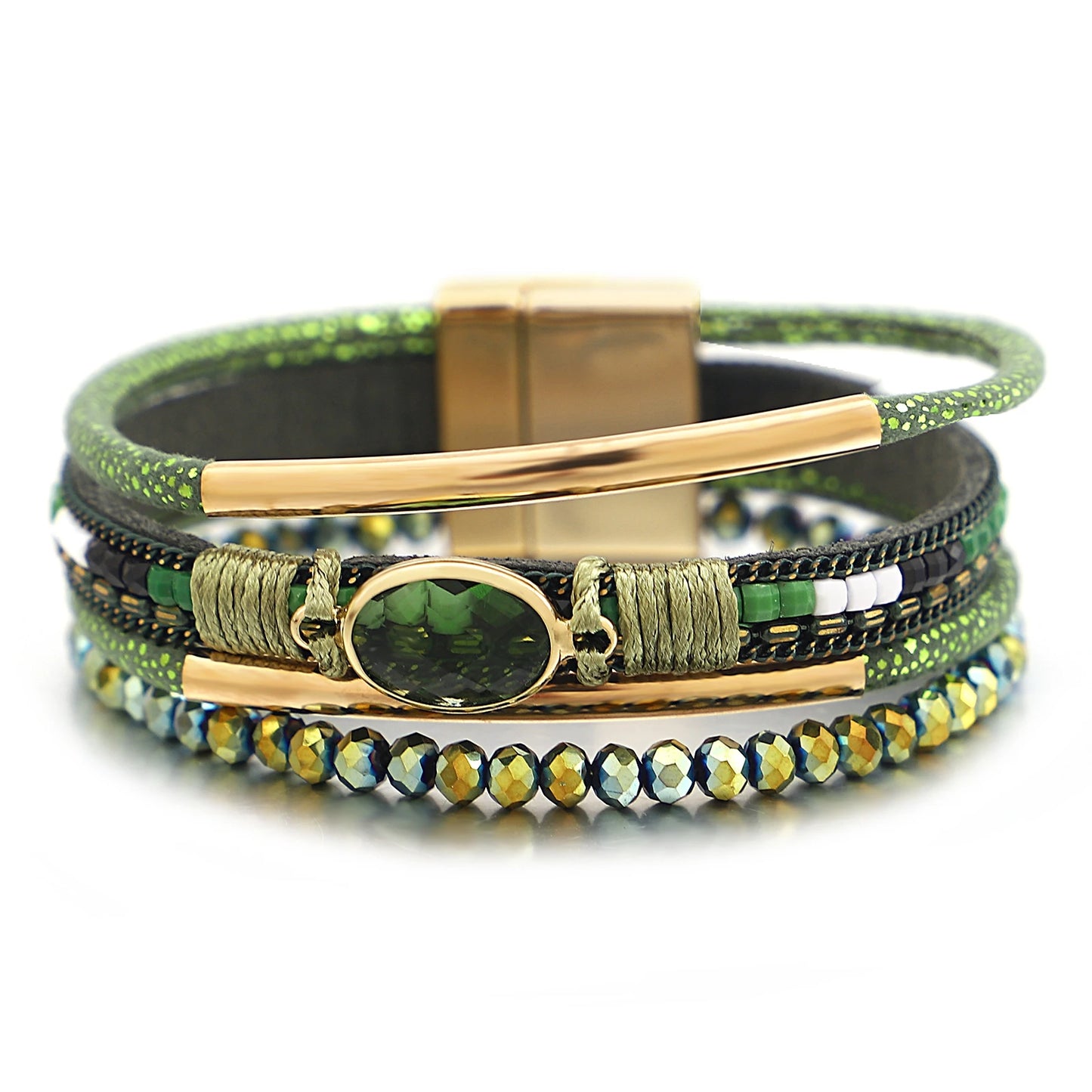 Charming Crystal Bead Multilayer Leather Wrap Bracelets