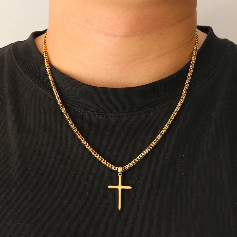 Stunning Gold & Silver Cross Pendant Necklace