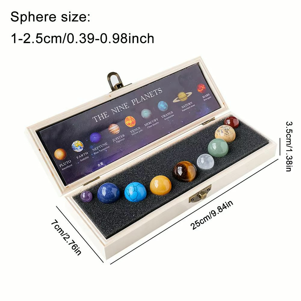 Crystal Cosmos 9 Planets Ball Solar Sun System Rock Energy Sphere Galaxy Box