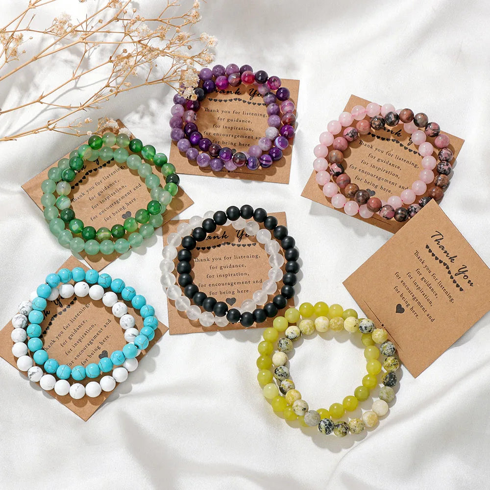 Natural Stone "Thank You" Card Bracelets