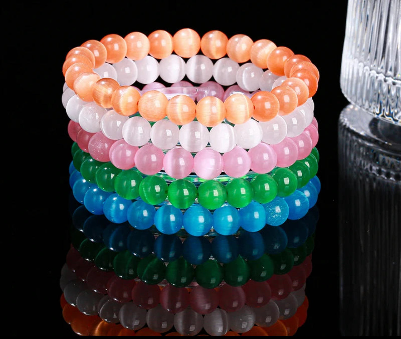 Candied Color Series Natural Cat Eyes Stone Bead Bracelets