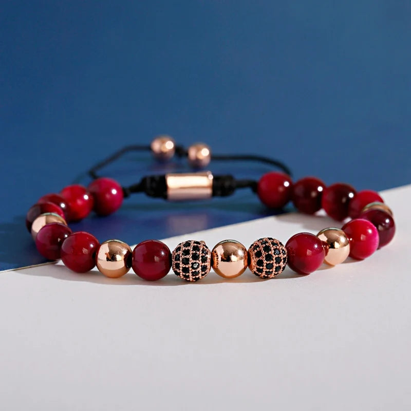 Multicolored Tiger Eye Crystal Weaving Adjustable Bracelet