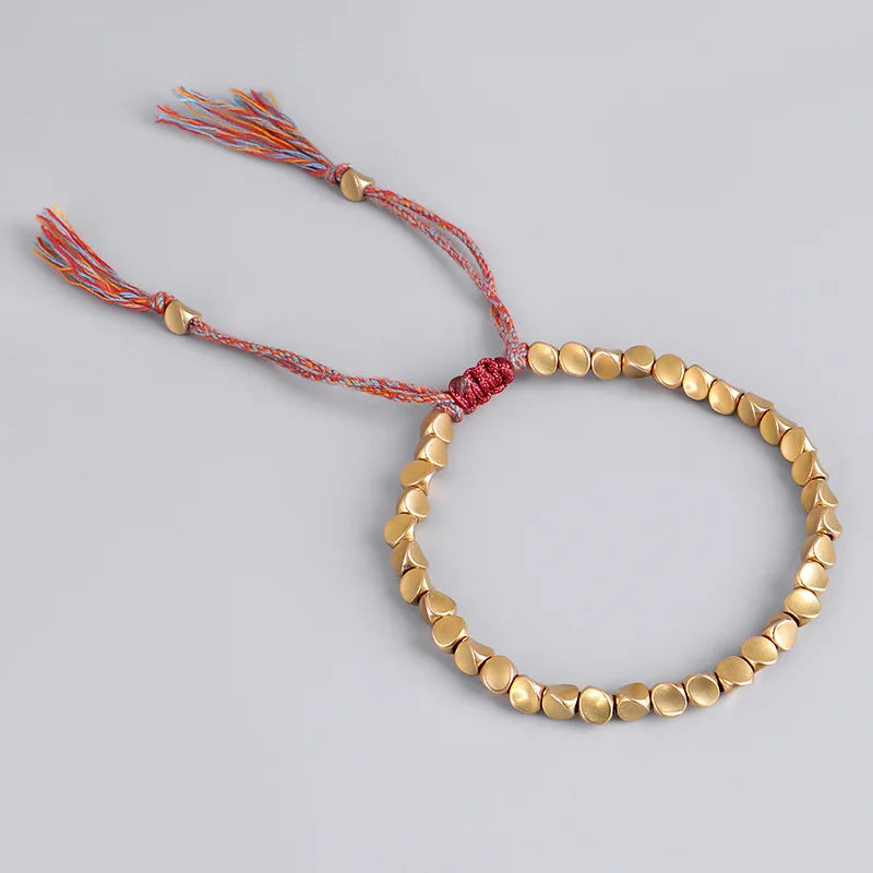 Copper Beads Lucky Red Rope Bracelet