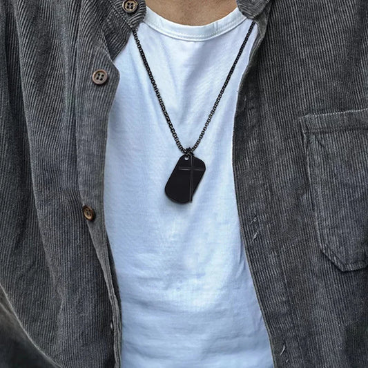 Inspirational Bible quotes Cross Dog Tag Necklaces