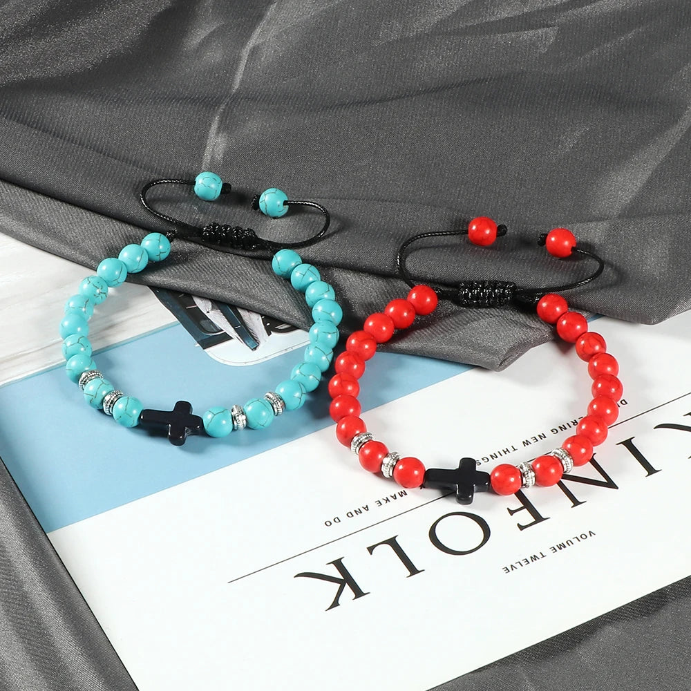 Crystal Beaded Holy Cross Bracelets